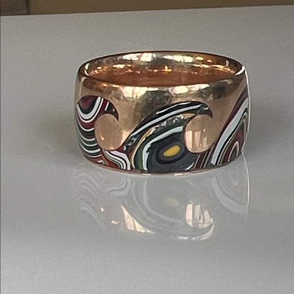 Marla Aaron Fordite 18k gold Ring - Picture 7 of 12